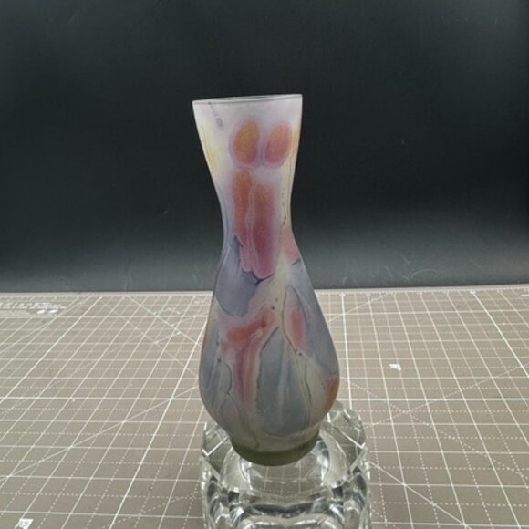 Vintage Handcrafted Satin Glass End of Day Small Bud Vase - Picture 2 of 8